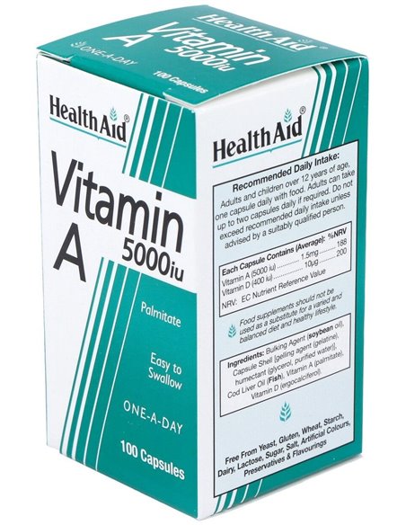 Vit A 5000Ui Con Vit D 400Ui 100Cap. Health Aid de Health Aid