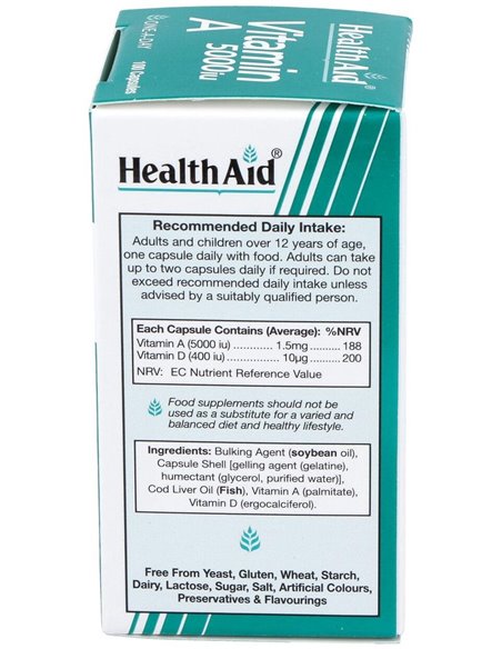 Vitamina A 5.000 Ui 100 Cáps de Health Aid