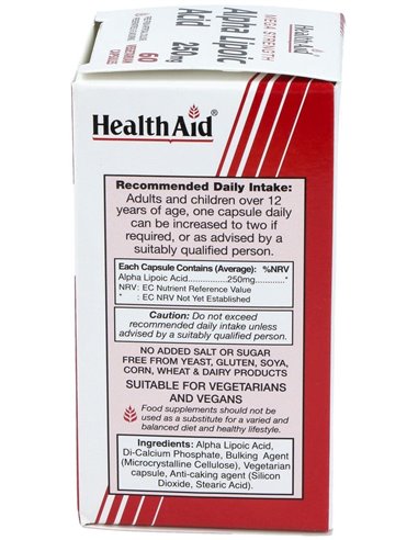 Acido Alphalipoico 60Cap. Health Aid de Health Aid