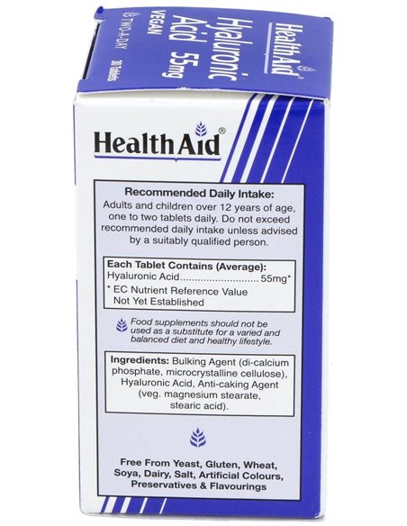 Acido Hialuronico 55Mg. 30Comp. Health Aid de Health Aid