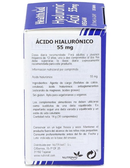 Acido Hialuronico 55Mg. 30Comp. Health Aid de Health Aid