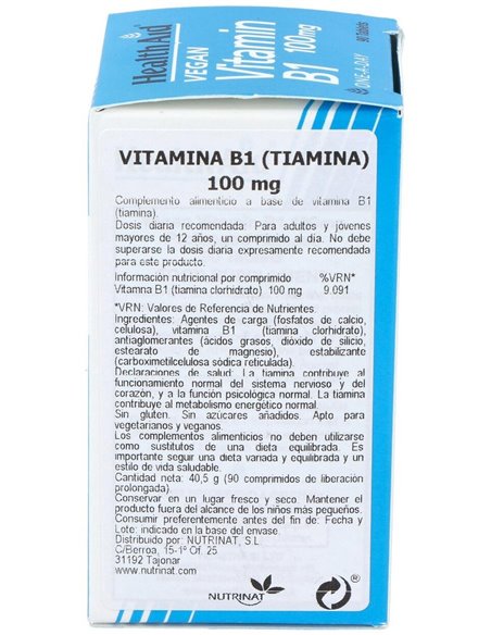 Vit B1 Tiamina 90Comp. Health Aid de Health Aid