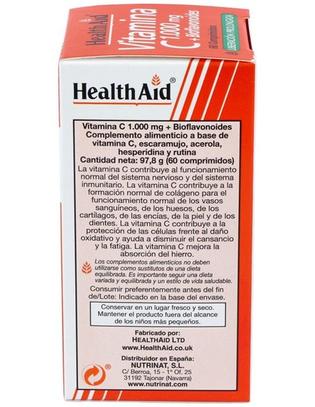 Vit C + Bioflavonoides 60Comp. Health Aid de Health Aid
