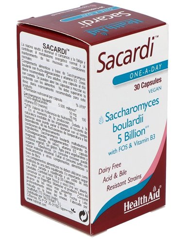Sacardi (Saccharomyces Boulardii) 30Vcaps. de Health Aid