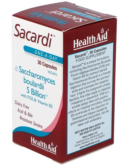 Sacardi (Saccharomyces Boulardii) 30Vcaps. de Health Aid
