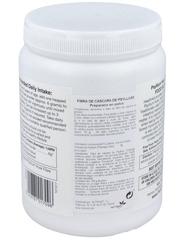 Fibra De Cáscara De Psyllium  300 g de Health Aid