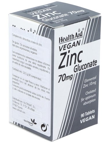Gluconato De Zinc 90Comp.  Health Aid de Health Aid
