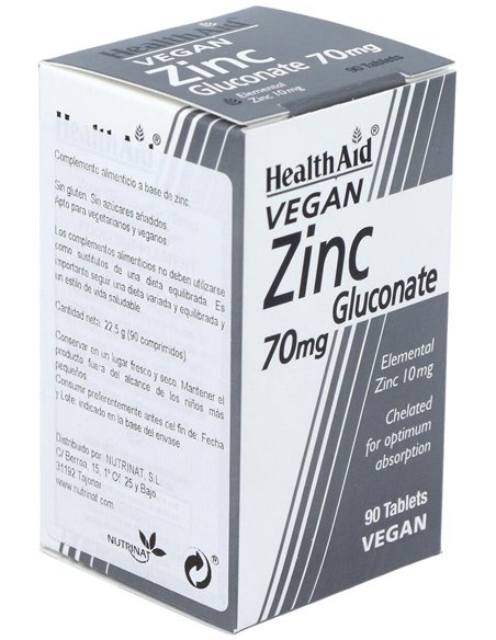 Gluconato De Zinc 90Comp.  Health Aid de Health Aid