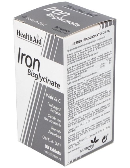 Hierro Bisglycinate Iron+Vit.C 90Comp. Health Aid de Health Aid