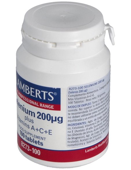 Selenio 200 µg con Vitaminas A+C+E 100 Tabs. de Lamberts