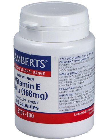 Vitamina E Natural 250 UI 100 Caps. de Lamberts