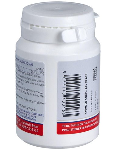 Zinc 15 mg (Como citrato) 90 Tabs. de Lamberts