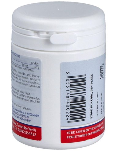 Vitamina B6 50 mg (Piridoxina) 100 Tabs. de Lamberts