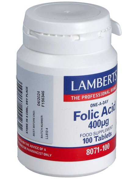 Ácido Fólico 400 µg 100 Tabs. de Lamberts