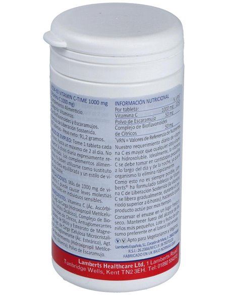 Vitamina C 1000 mg + Bioflavonoides Time Release 60 Tabs. de Lamberts