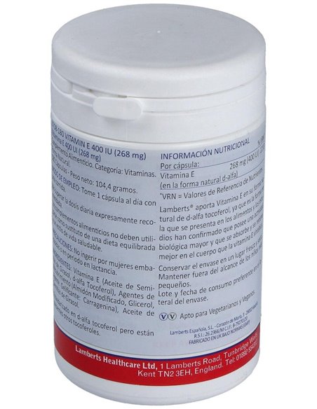 Vitamina E Natural 400 UI de Lamberts