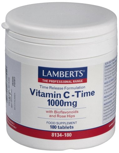 Vitamina C 1000 mg + Bioflavonoides Time Release 180 Tabs. de Lamberts