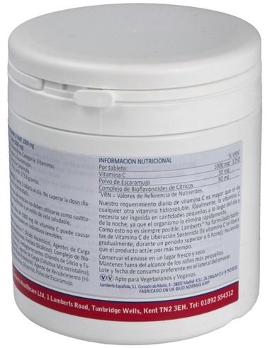 Vitamina C 1000 mg + Bioflavonoides Time Release de Lamberts