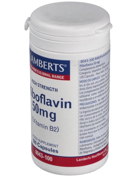 Riboflavina 50 mg (Vitamina B2) 100 Caps. de Lamberts