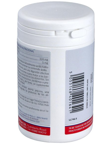 Betaína HCl 324 mg y Pepsina 5 mg de Lamberts