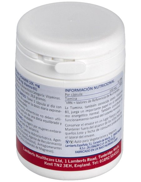 Tiamina 100 mg (Vitamina B1) de Lamberts