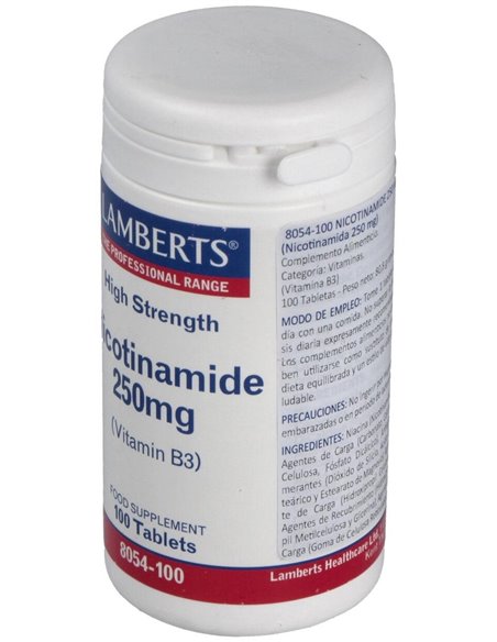 Nicotinamida 250 mg (Vitamina B3) 100 Tabs. de Lamberts