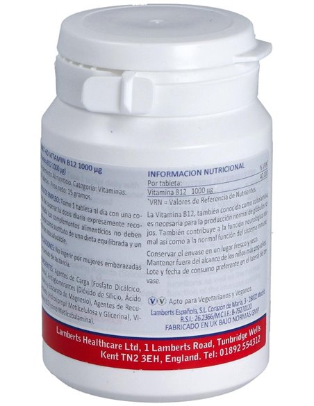 Vitamina B12 1000 µg 60 Tabs. de Lamberts