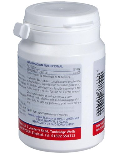 Vitamina B12 1000 µg 60 Tabs. de Lamberts