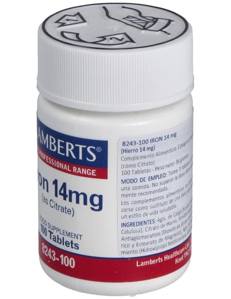 Hierro 14 mg (Como citrato) 100 Tabs. de Lamberts