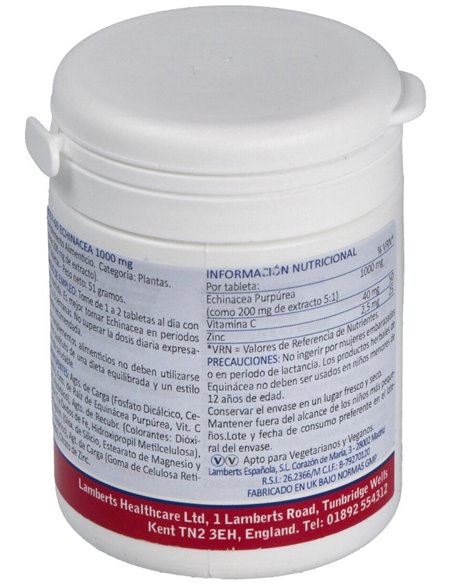 Equinácea 1000 mg con Vitamina C y Zinc de Lamberts