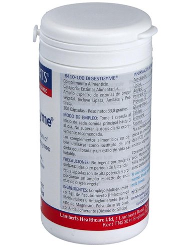 Digestizyme® (Enzimas vegetales) 100 Caps. de Lamberts