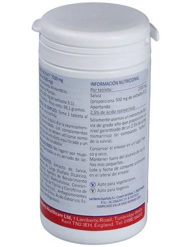 Salvia 2500 mg (2,5% de Ácido rosmarínico) 90 Tabs. de Lamberts