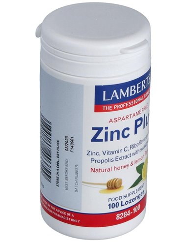 Zinc Plus (Masticable con Vit C, B2, Miel, Prop.) 100 Loz. de Lamberts