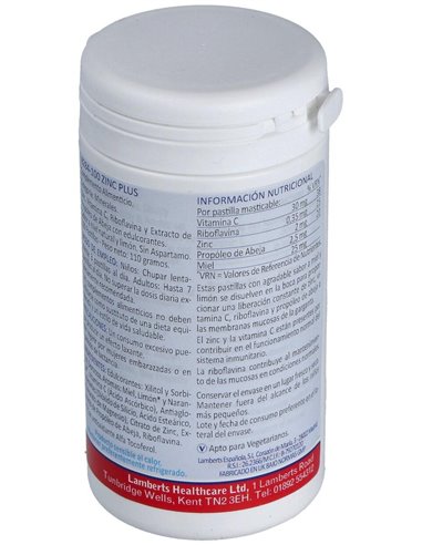 Zinc Plus (Masticable con Vit C, B2, Miel, Prop.) 100 Loz. de Lamberts