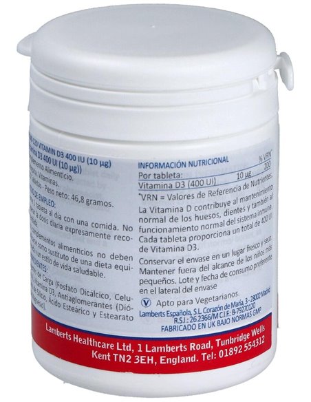 Vitamina D3 400 UI (10 µg) de Lamberts