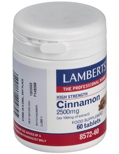 Canela 2500 mg (Cinamaldehído del 62%  73%) 60 Tabs. de Lamberts 2