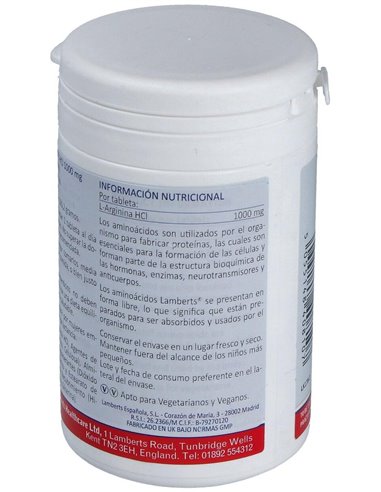 L-Arginina HCl 1000 mg de Lamberts