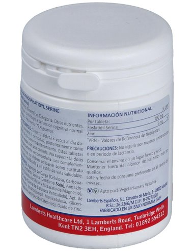 Fosfatidil Serina 100 mg con Zinc 5 mg 60 Tabs. de Lamberts