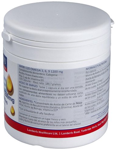 Omega 3,6,9 1200 mg + Vitamina D3 de Lamberts