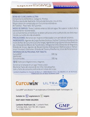 Curcumin Ultra (Una al Día) 60 Tabs.  de Lamberts