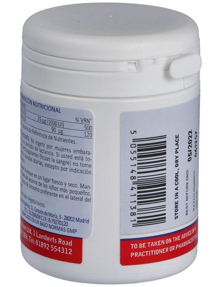 Vitamina D3 (1000 UI) + K2 (como MK-7) (90 µg) 60 Caps. de Lamberts