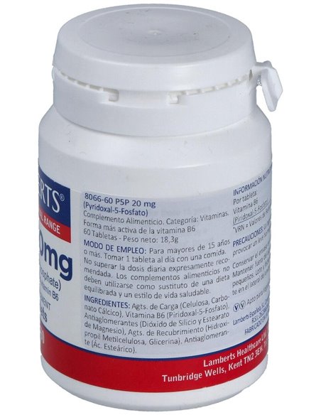 P5P 20 mg (Piridoxal-5-Fosfato) 60 Tabs. de Lamberts