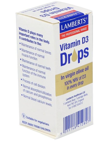 Vitamina D3 líquida 20 ml / 600 gotas 20 ml de Lamberts