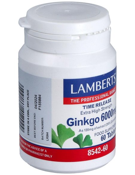 Ginkgo Biloba 6000 mg 60 Tabs.  de Lamberts