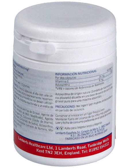Astaxantina 8 mg con Vitamina E Natural de Lamberts