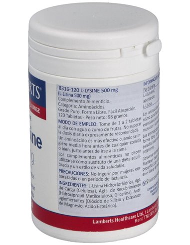 L-Lisina HCl 1000 mg de Lamberts