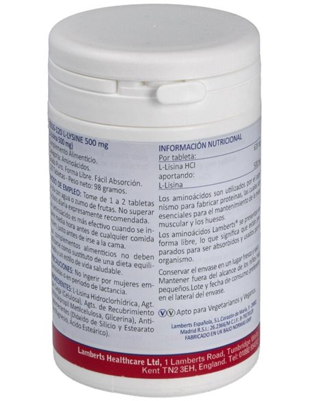 L-Lisina HCl 1000 mg de Lamberts