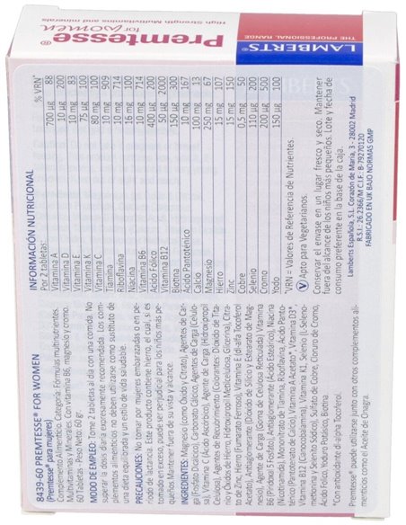 Premtesse® (Multi para la edad menstrual) 60 Tabs. de Lamberts