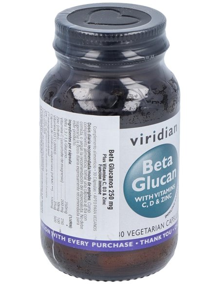 Beta Glucano 250Mg. Plus Vit C, D3, Zinc 30Cap.Veg de Viridian