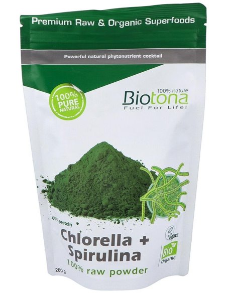 Chlorella + Spirulina Raw Powder de Biotona
